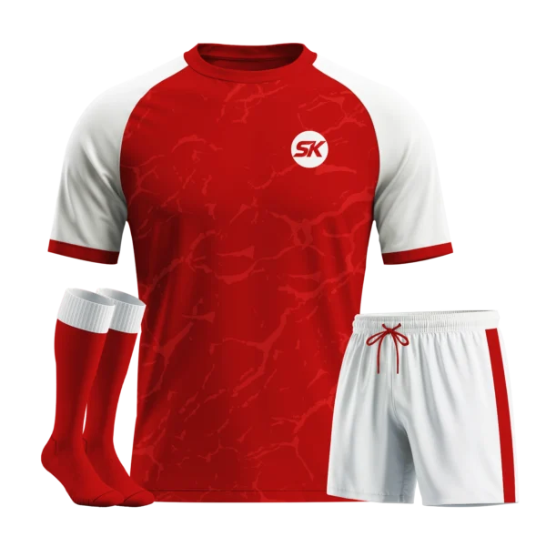 Red and white marble texture pattern custom football jersey.