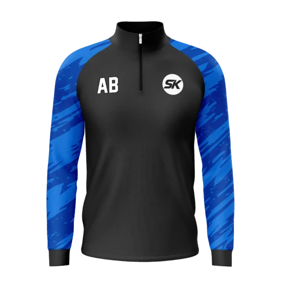 Custom Blue Camo Football Quarter Zip Training Top